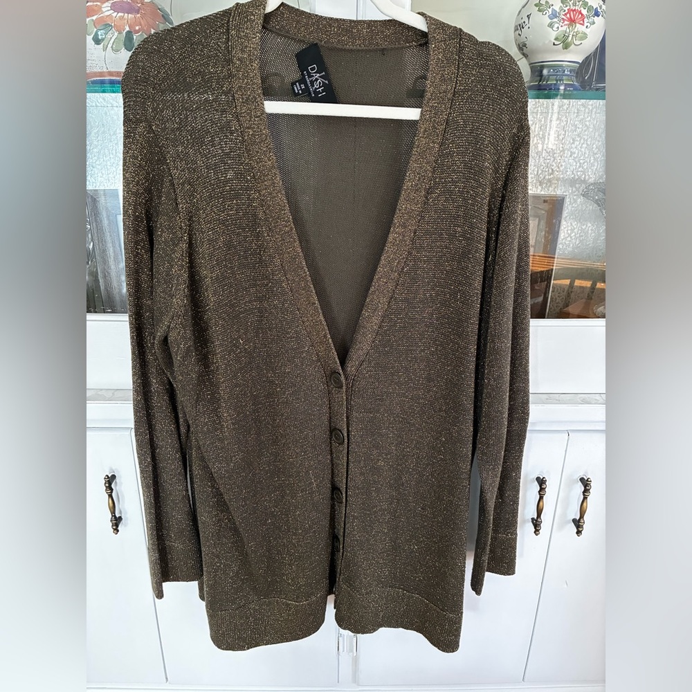 Women's Brown & Gold Cardigan Sweater plus size 2X